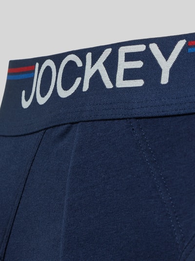 Produktfoto, Slim Fit Briefs mit Logo-Detail im 3er-Pack von Jockey aus elastischem Baumwoll-Mix, dunkelblau mit Elastischer-Logo-Bund.