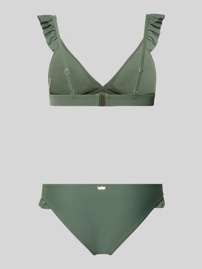 Produktfoto, Bikini-Set mit Rüschen Modell 'BOBBY' von Shiwi in Khaki, Damen Bikini aus Material-Mix mit Stretch-Anteil, körpernahe Passform