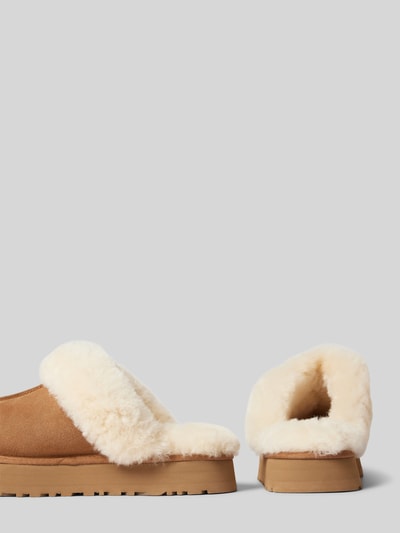 UGG Lederslides mit Label-Stitching Modell 'DISQUETTE' Camel 2