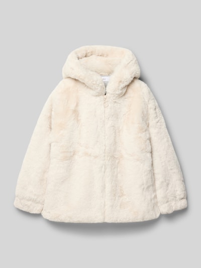 Mango Jacke aus Kunstfell mit Kapuze Modell 'bolita' Ecru 1