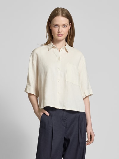 Jake*s Collection Relaxed Fit Leinenbluse mit Brusttasche Ecru 4