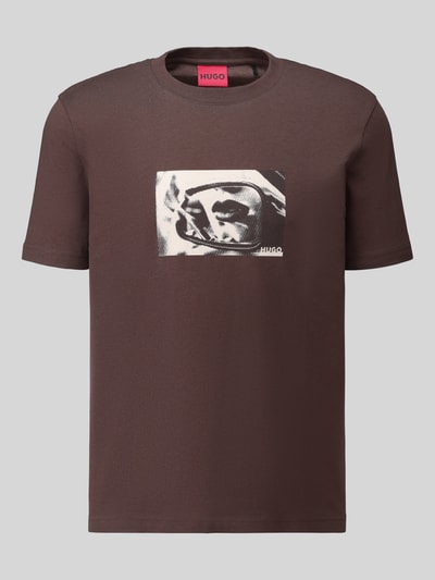 HUGO Regular Fit T-Shirt aus reiner Baumwolle Modell 'Dirom' Schoko 2
