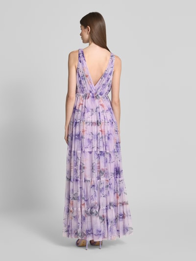 LACE & BEADS Avondjurk in laagjeslook met V-hals Paars - 5