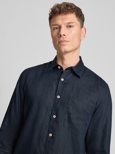 Marc O'Polo Regular Fit Freizeithemd aus reinem Leinen Dunkelblau 3