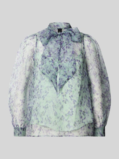 Productfoto, Regular Fit strikblouse uit zuiver zijde met all-over look en semi-transparant, ruglengte maat 36: 63 cm, mouwlengte: 61 cm, Regular Fit strikblouse uit zuiver zijde van Marc Cain