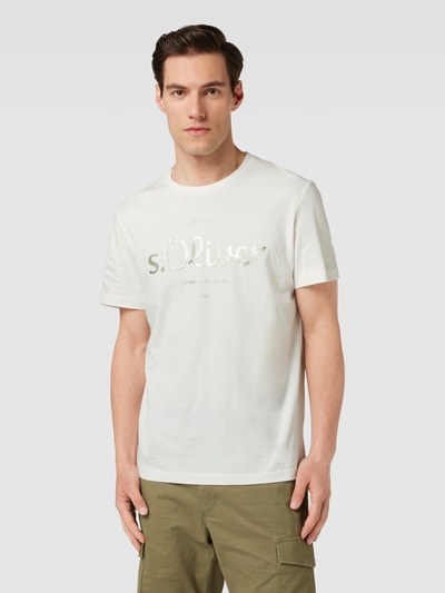 s.Oliver RED LABEL T-shirt z nadrukiem z logo Biały 4