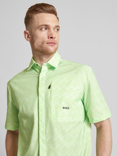 BOSS Green Regular fit vrijetijdsoverhemd met all-over print, model 'Bechno' Lichtgroen - 3