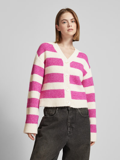 Pieces Cardigan mit V-Ausschnitt Modell 'ALINI' Fuchsia 4