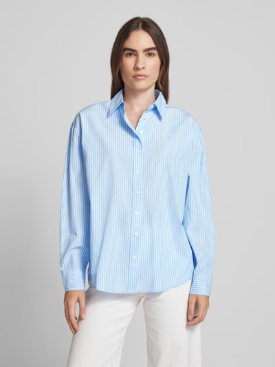 s.Oliver RED LABEL Relaxed fit overhemdblouse met overhemdkraag Bleu - 4