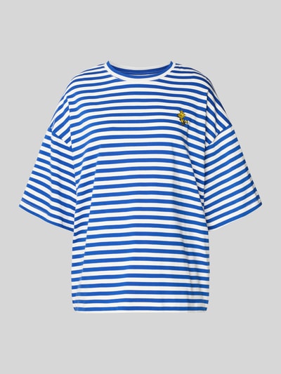 Produktfoto, Oversized T-Shirt aus reiner Baumwolle Modell 'JARINERO STRIPED' von Essentiel Antwerp, niebiesko-białe paski, haft, jersey
