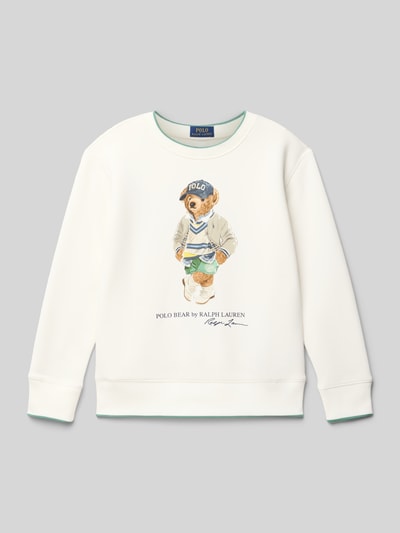 Polo Ralph Lauren Teens Sweatshirt met motiefprint en ronde hals Offwhite - 1