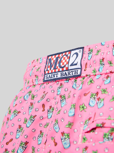 Produktfoto, Badehose für Herren von MC2 Saint Barth im Allover-Look Modell 'LIGHTING MICRO FANTASY', Elastischer Bund, pink mit buntem Print