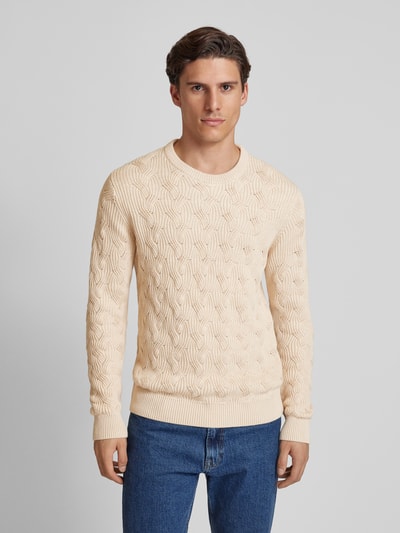 SELECTED HOMME Gebreide pullover met structuurmotief, model 'CALLIS' Offwhite - 4