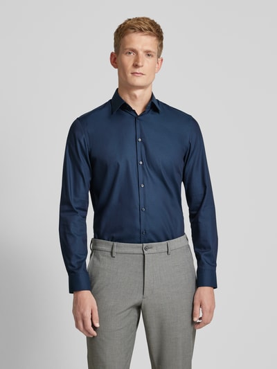 Jake*s Koszula biznesowa o kroju slim fit z kołnierzykiem typu kent Petrol 4