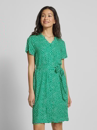 Vila Knielange jurk van viscose met strikceintuur Groen - 4