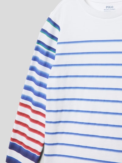 Polo Ralph Lauren Teens Bluzka z długim rękawem, wzorem w paski i nadrukiem z logo Biały 2