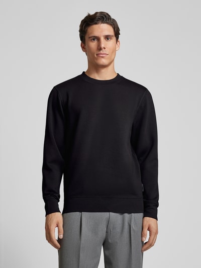 Casual Friday Sweatshirt met ribboorden, model 'Sebastian' Zwart - 4