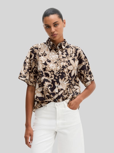 Marc O'Polo loose fit blouse van puur katoen Metallic zwart - 4