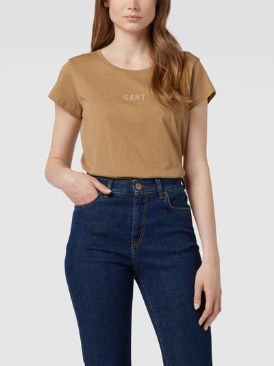 Gant T-Shirt mit Label-Stitching Beige 4
