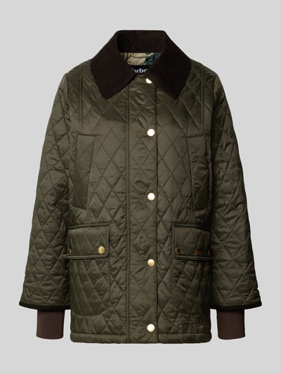 Barbour kurtka pikowana o kroju regular fit z aksamitnym kołnierzem model 'BEADNELL' Oliwkowy 1