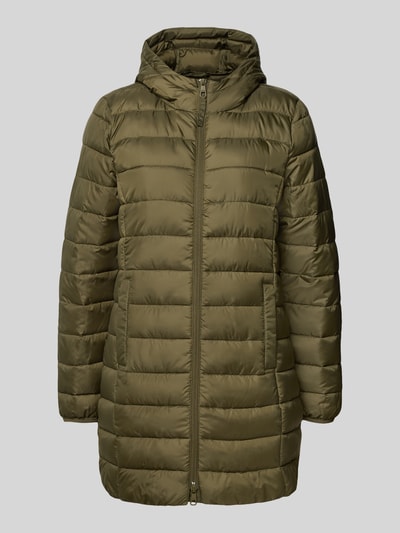 Tom Tailor Denim Regular fit gewatteerde lange jas met capuchon Olijfgroen - 2