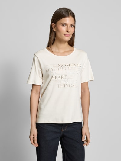 monari T-Shirt mit Statement-Print Beige 4