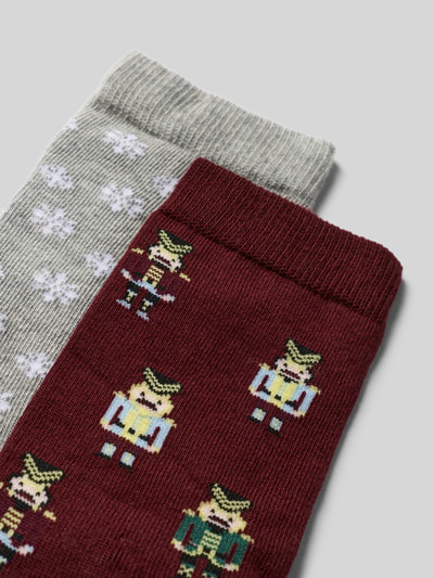 Jake*s Casual Socken im Allover-Look im 2er-Pack Bordeaux 2