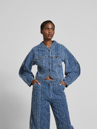 ROTATE Cropped Jeansjacke mit Ballonärmeln Jeansblau 4