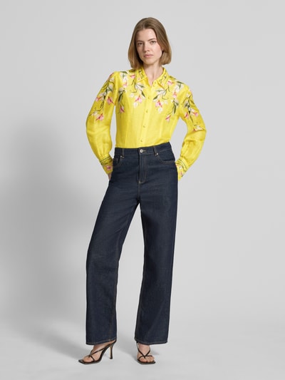 Marc Cain Bluse aus Leinen-Mix mit Knopfleiste GELB 1