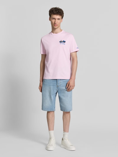 MC2 Saint Barth T-Shirt mit Stitchings Modell 'PORTOFINO' Hellrosa 1