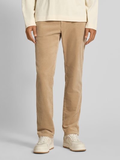 Christian Berg Men Straight fit corduroy broek met Franse steekzakken Zand - 4
