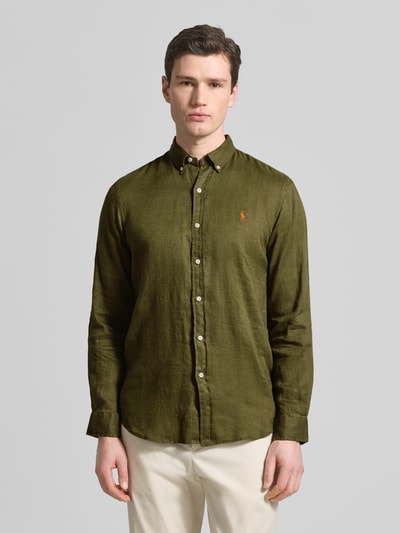 Polo Ralph Lauren Slim Fit Freizeithemd aus reinem Leinen Oliv 4