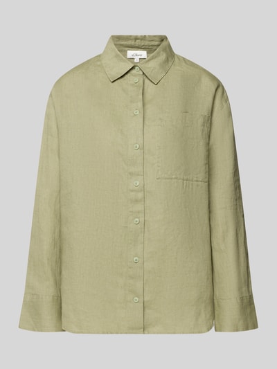 s.Oliver RED LABEL Bluzka koszulowa o kroju regular fit z czystego lnu Khaki 2