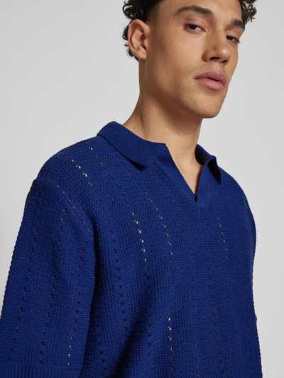 Jack & Jones Relaxed Fit Poloshirt mit Lochmuster Modell 'PAROS' Dunkelblau 3