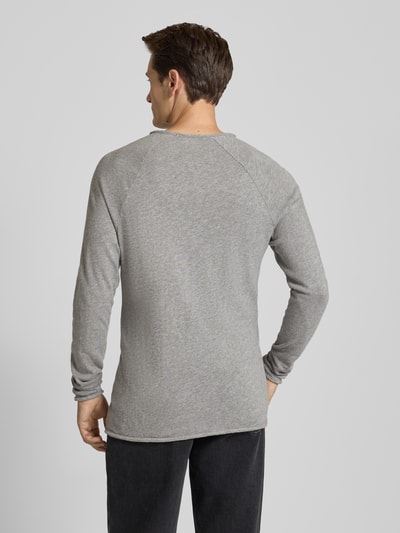 American Vintage Shirt met lange mouwen en ronde hals, model 'SONOMA' Lichtgrijs - 5