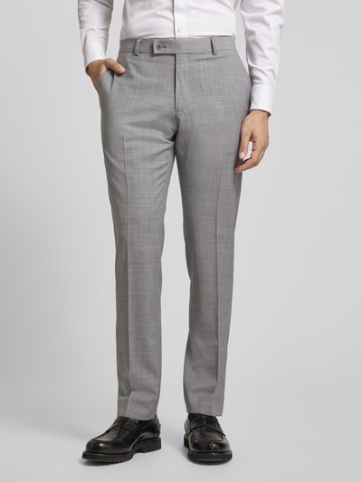 HECHTER PARIS Slim fit pantalon met persplooien Lichtgrijs - 4