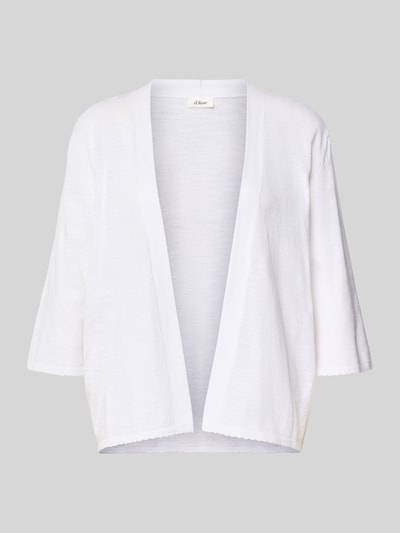 Produktfoto, Regular Fit Bolero aus reiner Baumwolle von s.Oliver RED LABEL, biały, gładka faktura, prosty krój, krótkie rękawy