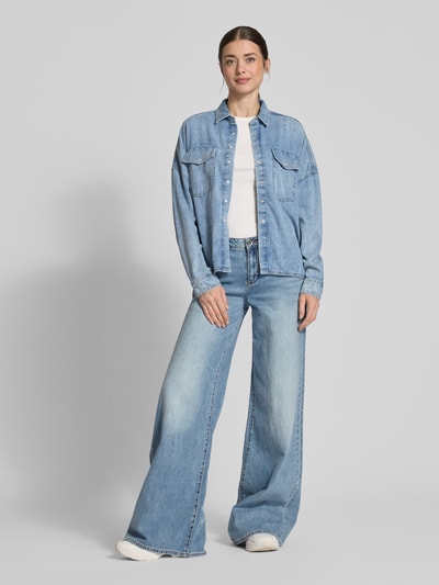 Mustang Overhemdblouse met drukknoopsluiting, model 'Ruby' Jeansblauw - 1