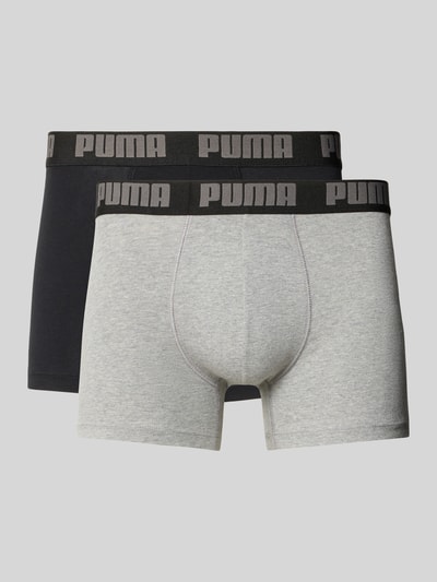Produktfoto, Slim Fit Boxershorts aus Baumwoll-Mix im 2er-Pack Modell 'EVERDAY' von PUMA, ein Paar in Grau, ein Paar in Schwarz, glatte Textur