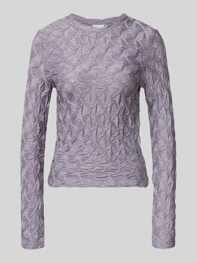 Jake*s Collection Shirt met lange mouwen, structuurmotief en ronde hals Lavendel - 2