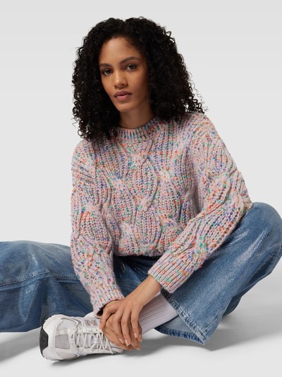 YAS Gebreide pullover met kabelpatroon, model 'Confetti' Lila - 3