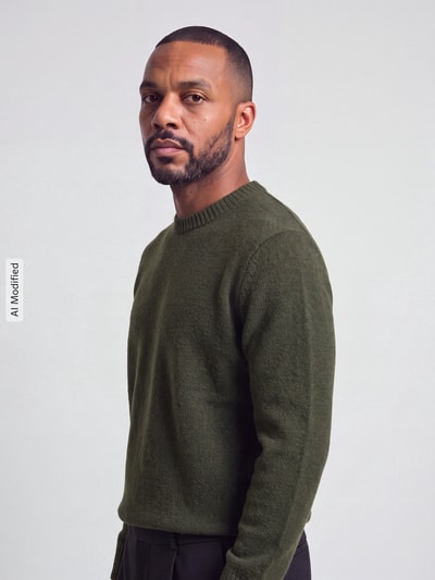 Selected Pullover mit Strukturstrick Dunkelgruen 3