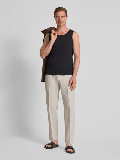 SELECTED HOMME Regular fit linnen broek met persplooien, model 'LEROY' Beige - 1