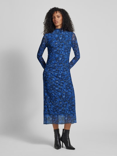 Milano Italy Maxikleid mit Stehkragen Blau 4