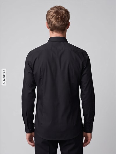 Jake*s Slim fit zakelijk overhemd met afgeronde zoom Zwart - 5