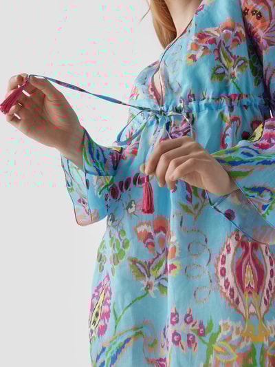 Etro Minikleid mit floralem Muster Ozean Blau 6