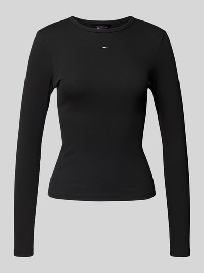 Tommy Jeans Slim Fit Langarmshirt aus Ripp Black 2