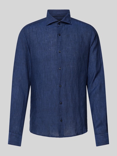 JOOP! Collection Slim fit linnen overhemd met haaikraag, model 'Pai' Marineblauw - 2