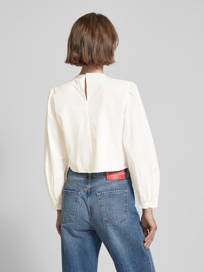 Mango Cropped Blusenshirt mit Lochmuster Offwhite 5