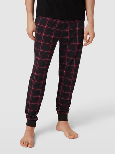 HUGO Sweatpants mit Label-Stitching Modell 'Checked' Black 4